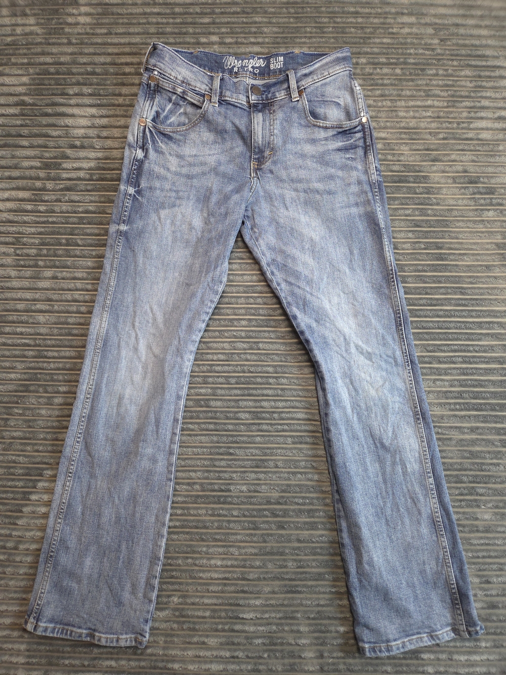 Wrangler Men’s Bootcut Jeans - Faded Blue Denim